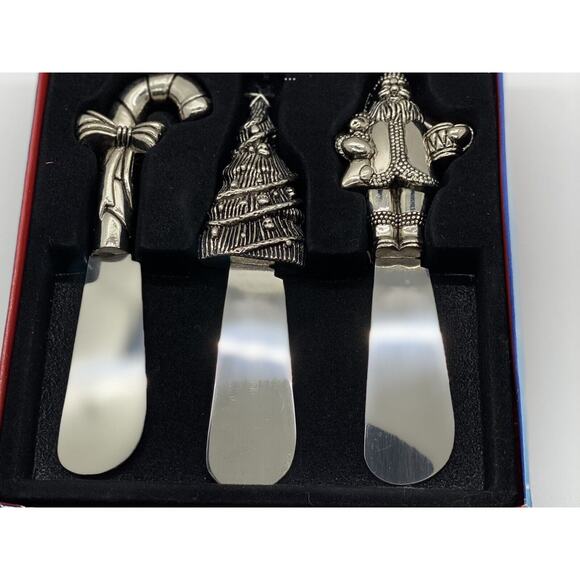 Christmas Spreaders Utensil Silverware Set Stainless Steel Candy Cane Tree Santa - Picture 2 of 4